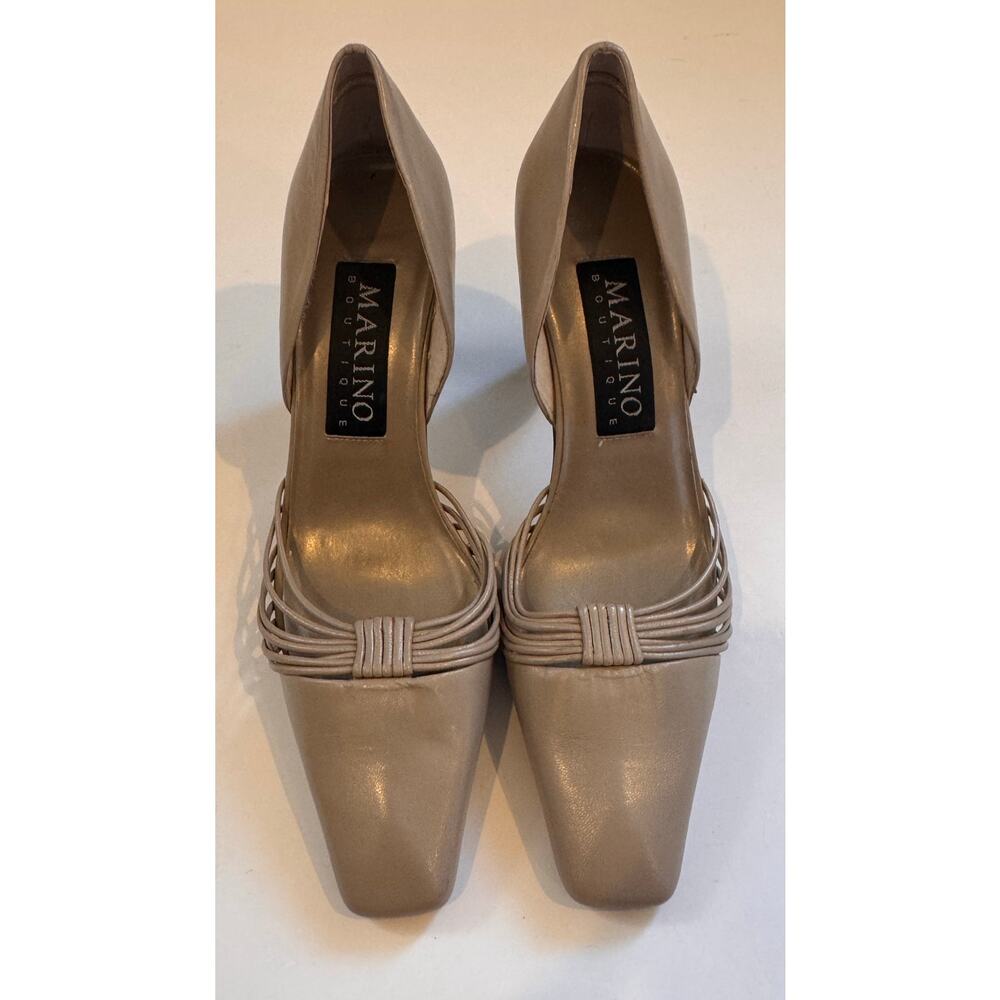 Vtg Marino Boutique Tan Block Heel Size 6.5M Women's 3" Heel Slip On